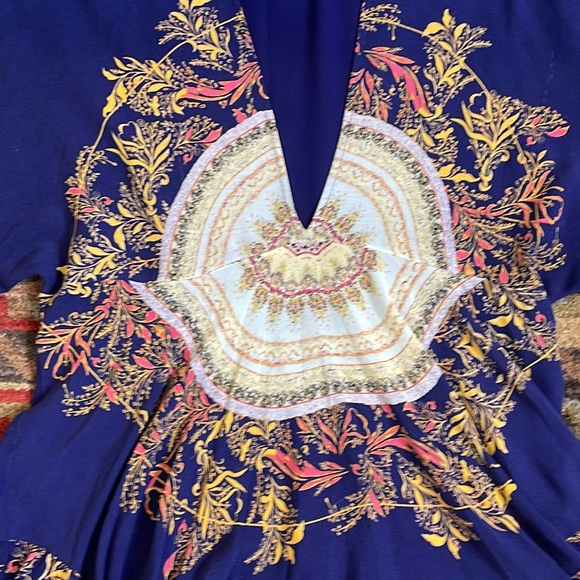 FREE PEOPLE SUNSET DREAMS TUNIC BELL SLEEVE BLOUSE IN BLUE - Picture 11 of 16